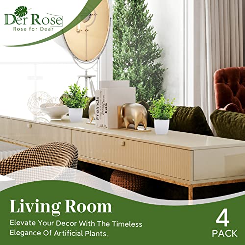 Der Rose 4 Pack Fake Plants Mini Artificial Greenery Potted Plants for Home Decor Indoor Office Table Room Farmhouse - color: Green