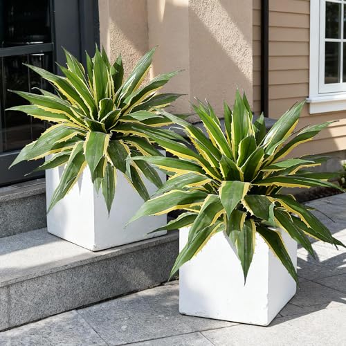 Artificial Agave Plant Fake Agave Planters for Indoor Outdoor Faux Agave Plants Real Touch Realistic Greenery for Home Living Room Office Bathroom Garden Front Porch Patio Decor (29inch-2 Pcs Yellow) - size: 29inch-2 Pcs Yellow