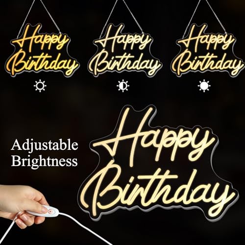 18 Pcs 24"x16" Artificial Grass Wall Panel, Neon Sign 16.5" x 12.2" with Dimmable Switch for Indoor Outdoor Patio Balcony Greenery Garden Privacy Fence Party Wedding Birthday Decor(Happy Birthday) - style: Happy Birthday