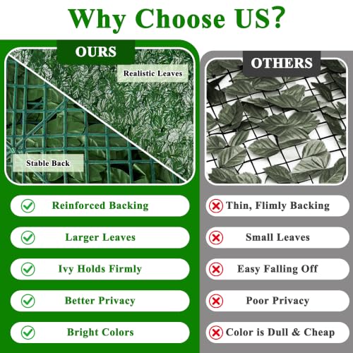 iCover Artificial Ivy Privacy Screen for Fence, 39x98in Strengthened Joint Prevent Leaves Falling Off, Faux Hedge Panels Greenery Vines, Decorative Fences for Outdoor Garden - color: Green Maple Leaf, size: 39*98in