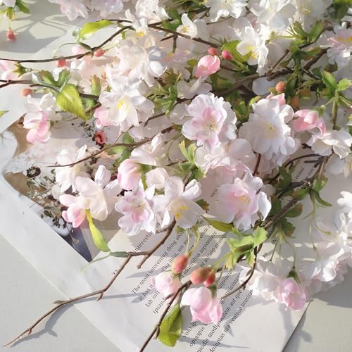 Artificial Cherry Blossom Branches 31.5'', 4 Pack Faux Spring Flowers for Tall Vase, Realistic Flower Stems for Home Decor, Wedding, Easter, Table Centerpiece and Party Decor (Light Pink) - color: Light Pink