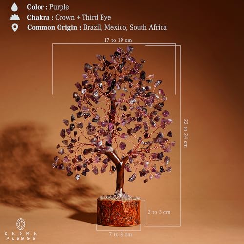 Crystal Tree of Life Amethyst Healing Crystal Trees for Home & Office Decoration, Handmade Crystal Money Bonsai Trees for Positive Energy, Good Luck, Christmas Decor, Birthday Gifts for Women, Mom - color: Wooden Base Amethyst Crystal Tree