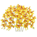 IPOPU Yellow 5 Pcs Artificial Orchids That Look Real Real Touch Latex Orchid Fake Flowers for Living Room Bathroom Kitchen Wedding and Engagement Centerpiece Arrangement - color: Yellow