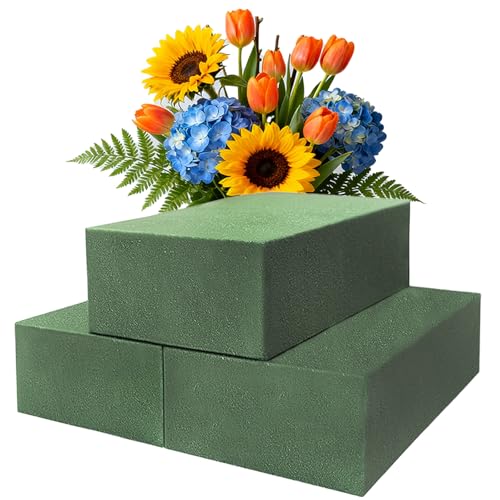 RIDEHILL 3 Pack Floral Foam Blocks, 5.5" x 3.1" x 1.7" Flower Foam for Flower Arrangements Supplies, Wet and Dry Flower Foam Blocks Suitable for Fresh and Artificial Flowers in Decorations