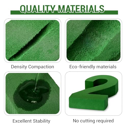 Leinuosen 12inch Dry and Wet Floral Foam Numbers Blocks Green Foam Blocks for Fresh and Artificial Flowers for Weddings Birthday Flower Arrangement Craft Project Garden Decoration(Number 2) - style: Number 2