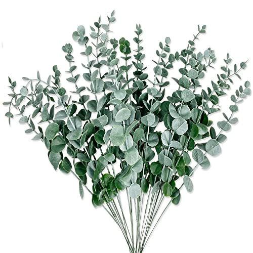 24 Pieces Artificial Eucalyptus Stem Faux Eucalyptus Decor Artificial Green Branches Leaves - for Wedding Floral Arrangements Home Decor