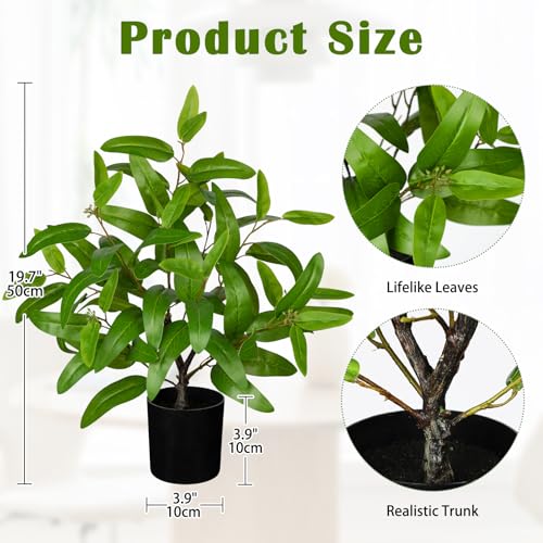 Artificial Plants Indoor with Pot, 19.7" Tall Fake Potted Plants Eucalyptus Leaves, Silk Plant for Home Decor Indoor Plants Artificial for Home & Office, Bedroom, Farmhouse, Entry Table, Shelf Decor - color: # Light Green