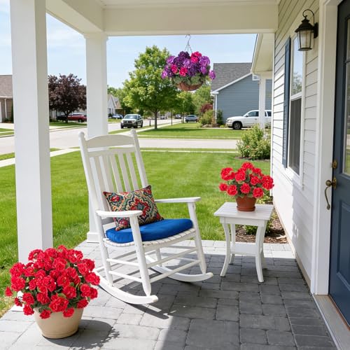 Ammyoo Artificial Geranium Flowers for Outdoors Decoration, 6 Pcs Fake Silk Geraniums Flower UV Resistant Look Real Faux Plants for Spring Garden Porch Planter Yard Table Centerpieces Decor - color: A-red