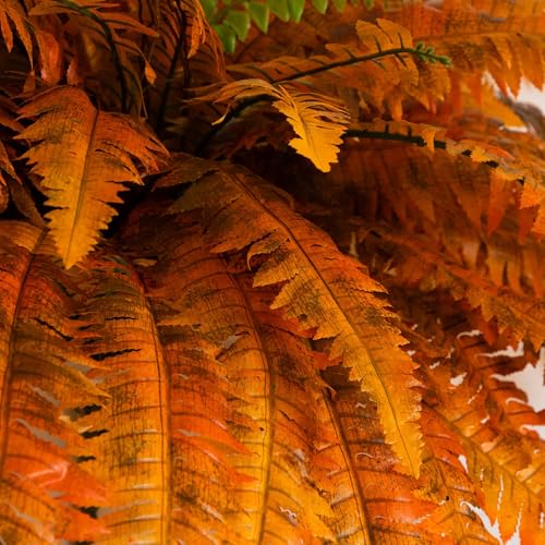 Nearly Natural 48-Inch Autumn Artificial Fall Boston Fern Set of 2 - Harvest Season Foliage Mimics Turning Leaves of Autumn
