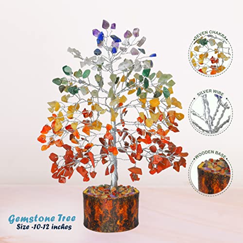 Chakra Tree - Crystal Tree for Positive Energy - Charkas Crystals - Spiritual Decor - Chakra Tree of Life Decor - Spiritual Things - Chakra Stones - Feng Shui Crystals and Stones - color: 7 Chakra Silver Wire, size: 10 Inch