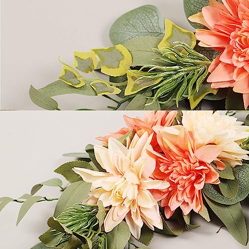 GOLDY&WENDY Artificial Wedding Sign Flower Swag (Pack of 2) for Wedding Party Reception Entrance Welcome Sign Silk Home Decor - color: C4-dahlia