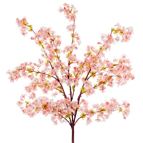SITUMEIZI Artificial Cherry Blossom Branches Silk 39 Inch Faux Cherry Flowers Peach Tall Stems for Home Wedding Bedroom Table Japanese Real Touch Vase Decoration(3Pcs,Pink) - color: 3pcs-premium Pink, size: 39 Inches