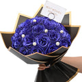 Waipfaru Blue Glitter Roses Bouquet, DIY Fake Flowers Bouquet, Everlasting Shiny Artificial Rose Bouquet for Valentines, Anniversary, Engagement, Wedding, 24 Roses - color: Blue, size: 24pcs
