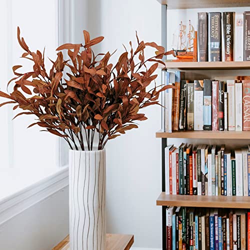 SNAIL GARDEN 5Pcs Fall Artificial Olive Leaves, 37" Long Stems Silk Greenery Autumn Eucalyptus Leaves Fake Plant Spray for Home Tall Vase Halloween Indoor Outdoor Table Centerpiece Fireplace Decor
