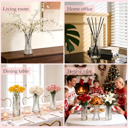 24 Pack Mini Glass Bud Vases, Small Clear Flower Vases Bulk for Wedding Centerpieces, Rustic Modern Table Decor Vases for Home, Hotel, Restaurant, Birthday Party, Beautiful Gift Set