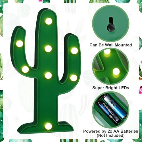 Kathfly 8 Pcs LED Cactus Light Cactus Centerpiece for Table Mexican Lamp Decor Table Party Decoration Mexican Theme Birthday Party Night Lamp for Home Garden Cinco De Mayo Decor(10 x 5.71 x 1.1 in) - size: 10 x 5.71 x 1.1 In