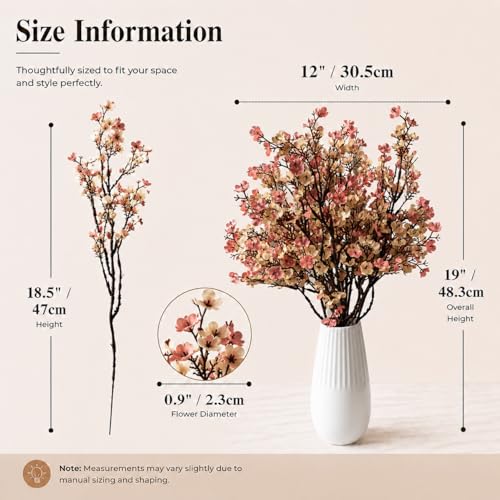 Mandy's 6 Bundles Artificial Beige Brown Baby’s Breath Flowers | 18.5 Inch Silk Gypsophila European Style Modern Home Decor Centerpiece Neutral Wedding Flower Arrangements - color: Beige Brown