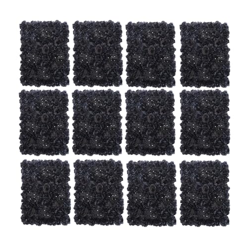 12 Pcs Artificial Flower Wall Panels Silk Dahlia Rose 3D Faux Flower Backdrop Panels Background Decorative for Wedding Celebrations Festive Party Home, 23.62 * 15.74in (Black-2) - color: Black-2