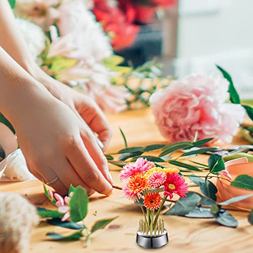Geiserailie 12 Pcs 23mm/0. 92 Inch Stainless Flower Frog Mini Round Metal Floral Frog Japanese Ikebana Fixed Pin Holder Tool Arrangement Floral Fixation for DIY Flower Craft Arrangements(Gold) - color: Gold