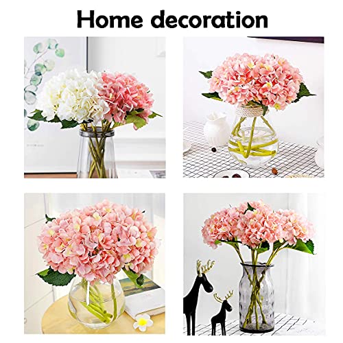 Pack of 5 Artificial Fake Flowers Plants Silk Hydrangea Arrangements Wedding Bouquets Decorations Plastic Floral Table Centerpieces Home Kitchen Garden Party Festival Bar(Pink) - color: Pink