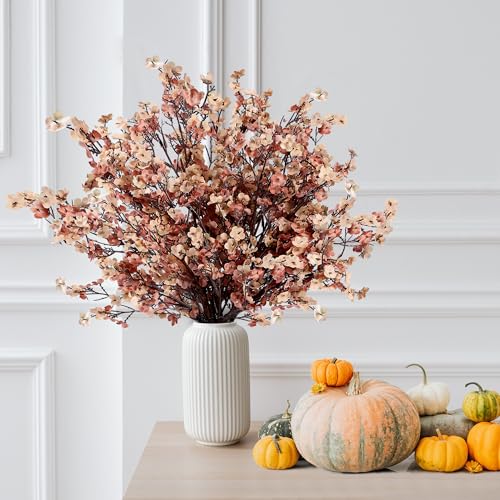 Sggvecsy 15 Pcs Babys Breath Artificial Flowers Gypsophila Bouquets Bulk Real Touch Fake Silk Flowers for Home DIY Floral Arrangement Table Centerpiece Fall Thanksgiving Autumn Decoration (Mixed) - color: Double Color, size: 15Pcs