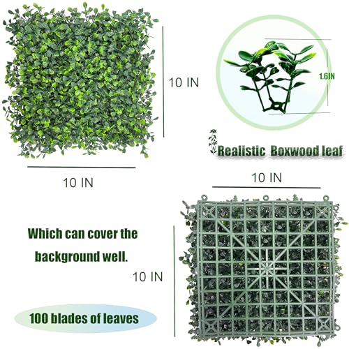 Artificial Grass Wall Backdrop,10"x 10"(8P) UV-Anti Boxwood Faux Green Panels for Interior Wall, Greenery Wall,Garden and Indoor Outdoor Plant Decor - size: 10"x10" 8