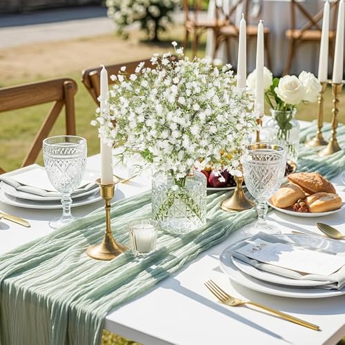 N&T NIETING 12Pcs Babys Breath Artificial Flowers,Real Touch Fake White Flowers Faux Flowers Bouquets for Vase Home Office Wedding Spring Winter Indoor Outdoor Centerpiece Table Decorations - color: White, size: 12PCS