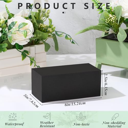 Lallisa 4 Pcs Reusable Floral Foam Blocks Water Weather Resistant Dry Floral Foam for Artificial Flower Arrangements Outdoor Flower Boxes Outside Hanging Planters Wedding Home Decor (6 x 3 x 2.5'') - color: Black, size: 6 x 3 x 2.5''