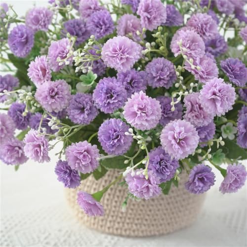 5 Forks 20 Artificial Flower Small Lilac Bouquet Fake Flowers,Purple - color: Purple