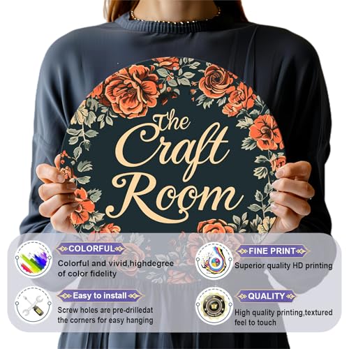 Vintage Metal Sign - The Craft Room Wall Art, Rustic Wreath Wall Decor for Home Sewing Room Art, 12 inch - color: Thanksgiving 13, size: 12 inches