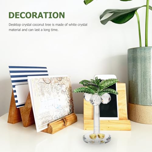 jojofuny Crystal Coconut Tree Ornament 3.93In Artificial Palm Tree Figurine Decorative Collectible Artwork for Home Office Desktop Decor