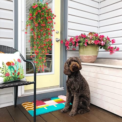 RECUTMS Artificial Hanging Plants Fake Hanging Vine Flowers Fake Plants Faux Hanging Plants Outdoor Faux Eucalyptus Leaf Greenery Wall Indoor Room Wall Wedding Patio Porch Decor(Red) - color: Red, size: Hanging Plants