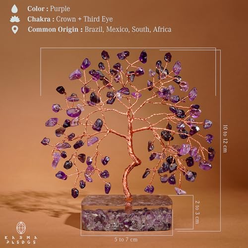 Amethyst Crystal Tree of Life Birthday Gifts for Women, Men, Friends, Handmade Chakra Healing Crystals Tree for Home Office Decor, Positivity, Good Luck, Money, Unique Gifts for Her Sister, Mom, Dad - color: Orgone Square Base Amethyst Crystal Tree