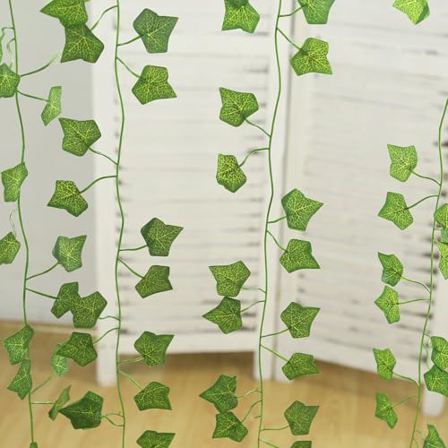 Efavormart 12 Pack 6.5ft Artificial Ivy Leaf Garlands, Bulk Silk Hanging Greenery Vines for Wedding Ceremony Backdrops, Party Wall Decor and Modern Long Table Runners - color: Type1