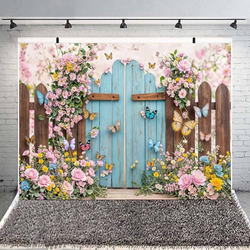 5x3ft Butterfly Floral Backdrop for Photography Spring Butterfly Flowers Girls Birthday Party Decorations Background Wedding Baby Shower Party Cake Table Decor Photo Booth Props - color: Pink04, size: 5X3FT