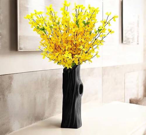 2PCS Artificial Forsythia Branches Yellow Silk Spring Flowers Artificial Orchids Flowers Fake Jasmine Faux Forsythia Stems for Indoor Home Decor Dining Table Centerpieces Party Wedding Outdoor - color: Yellow-2