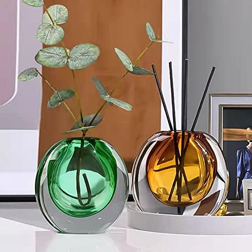 Crystal Vase, Modern Decorative Vase, Minimalist Floral Vase, Light Luxury Style for Home Decor, Centerpiece, Office, Pampas Grass, Dried Flowers, Flowers and Buds (Green) - color: Green