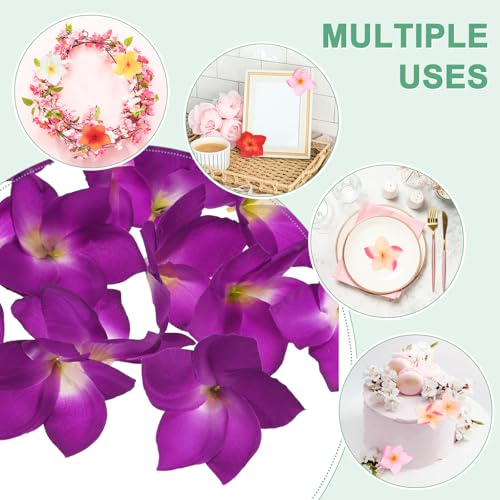M METERXITY 10-Pack Artificial Plumeria Flowers, Fake Silk Heads Flower Hawaiian Plumeria Petal for DIY Crafts/Dress/Wedding/Party Decoration [Purple, 3.9"/ 10cm] - color: Purple