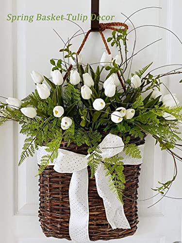 Beferr White Tulips Artificial Flowers 18Pcs Faux Silk Tulip Real Touch Tulip Fake Flowers Bouquets Arrangements for Mother's Day Easter Spring Flowers Gifts Home Table Decor - color: A-18pcs-1colors-white, size: 18PCS