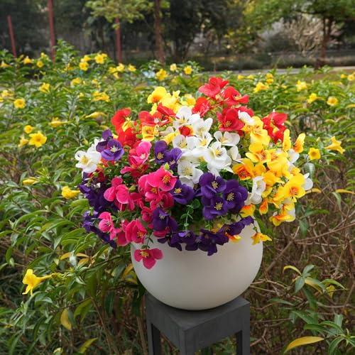 trytuny 20 Pcs Artificial Flowers for Outdoor, UV Resistant Realistic Pansies Fake Flowers for Indoor and Outdoor Garden, Porch, Patio, Window Box Decor All Year Round - size: 20pcs-Mixed color