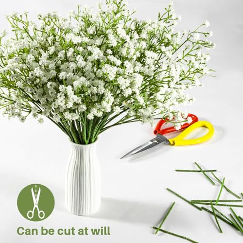 Baby’s Breath Flowers Bulk – White Real Touch Gypsophila Bouquets Faux Baby Breath for Wedding Decor, Centerpieces, DIY Floral Arrangement, Party and Home Decorations (24Pcs) - color: 24pcs