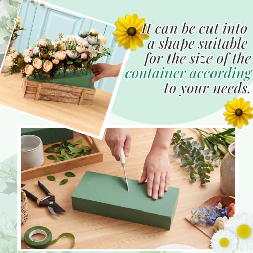 Lallisa 4 Pcs Green Reusable Floral Foam Blocks Water Weather Resistant Dry Floral Foam for Artificial Flower Arrangements Outdoor Hanging Florist Plant Bases for DIY Wedding (11.8 x 4.7 x 2'') - color: Green, size: 11.8 x 4.7 x 2''