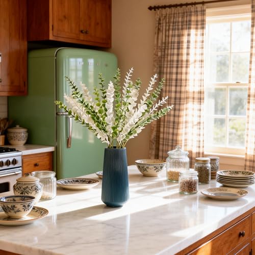 23.6'' Artificial Eucalyptus Stems Decor 12 Pcs Lifelike Eucalyptus Leaves Fake Greenery Branches for Wedding Centerpiece Flower Floral Arrangement