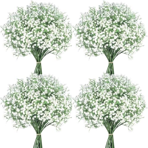 36 Pcs Babys Breath Artificial Flowers, Baby Breath Flowers Artificial Bulk Long Stem Fake Babies Breath Faux Gypsophila White Flowers Artificial for Decoration (No Eucalyptus Stems) - color: White, size: 36 Pcs