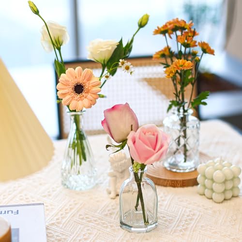 Arme 16Pcs Glass Bud Vase Set，Small Flower Vase for Centerpieces，Clear Bud Vases in Bulk， Mini Vintage Vase for Rustic Wedding Decorations - color: Clear-16pcs, size: 16 Pcs