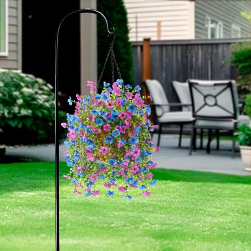 ZFProcess Artificial Hanging Flowers for Outdoors Spring Summer Decoration, 2PCS Silk Fake Daisy Realistic Outdoor Flowers UV Resistant Porch Patio Window Yard Decor(Purple Blue) - color: Purple Blue