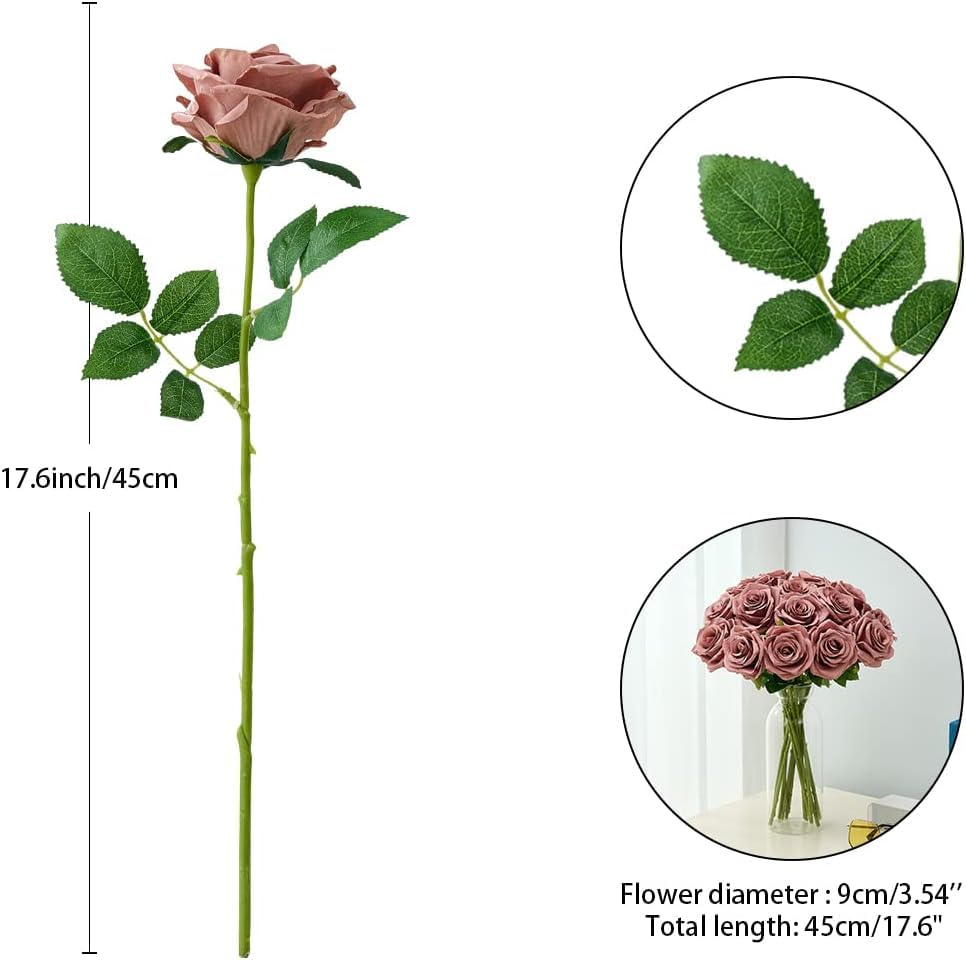 100 Pcs Artificial Roses Bulk Silk Dusty Rose Roses for Wedding Centerpieces Bridal Bouquet Mohter's Day Valentine's Day Floral Arrangement Event Party Home Decor - color: Dustyrose
