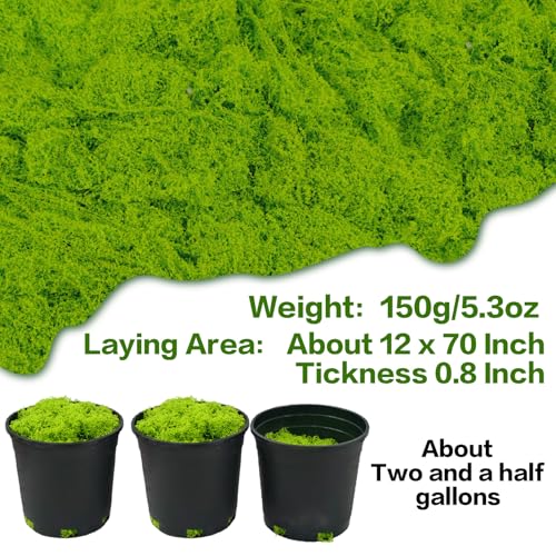 Fake Moss Decor Potted Plants, 5.3OZ Light Green Artificial Moss for Crafts Faux Moss for DIY Crafts Model, Table Centerpieces, Plants Art Landscape, Gardening Decor, Fairy Garden-150g - color: Light Green, size: 5.3oz