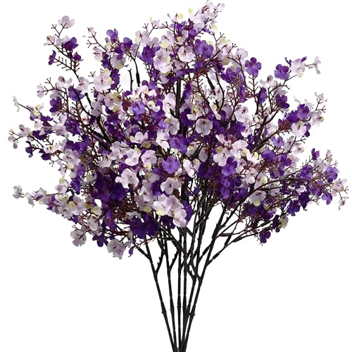 Mandy's 6 Bundles Artificial Shades of Purple Baby’s Breath Flowers | 18.5 Inch Silk Gypsophila European Style Modern Home Decor Centerpiece Neutral Wedding Flower Arrangements - color: Shades of Purple