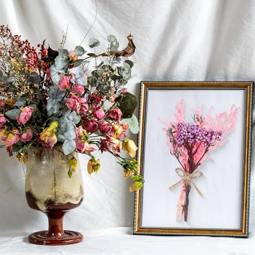 12/24 Pack Dried Flowers for Vase Various Mini Bouquet Dried Small Wildflowers Natural Real Flowers Bulk for Crafts DIY Wedding Decor (12, Pink) - size: Pink
